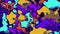 Fluid liquid vibrant footage. Moving 4k animation of purple yellow orange turquoise blue dark colors with smooth movement in the