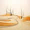 Fluid And Minimalist Landscape Art: Desert And Trees In Flowing Silhouettes