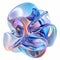 Fluid round 3D shape of liquid splash of holographic glass in motion. Iridescent liquid sphere.