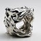 Fluid Silver Sculpture: Modern Expressionistic Distorted Forms