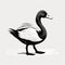 Fluid Simplicity: Black And White Duck Illustration With Revived Historic Art Forms