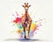 fluidity and unpredictability of watercolors by creating a dynamic and energetic Giraffe print. fashion design cute Giraffe poster