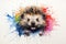 fluidity and unpredictability of watercolors by creating a dynamic and energetic Hedgehog print. design cute Hedgehog poster