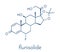 Flunisolide corticosteroid drug molecule. Skeletal formula.