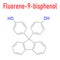 Fluorene-9-bisphenol BHPF molecule. Skeletal formula. Alternative to bisphenol A BPA