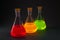 Fluorescence in flasks diagonally