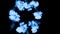 Fluorescent blue ink or smoke forming star, isolated on black in slow motion. Color mixes in water. Use for ink