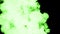 Fluorescent green ink dissolves in water on black background with luma matte. 3d render V14