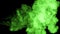 Fluorescent green ink dissolves in water on black background with luma matte. 3d render V3 a lot of streams