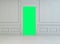 Fluorescent green interior door in a paneled room