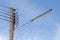 Fluorescent street light pole on the blue sky background