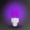 Fluorescent ultraviolet economical light bulb glowing on a transparent background. Save energy lamp.