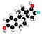 Fluoroestradiol F-18 diagnostic molecule. 3D rendering.