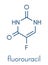 Fluorouracil 5-FU, FU cancer chemotherapy drug molecule. Skeletal formula.
