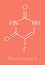 Fluorouracil 5-FU, FU cancer chemotherapy drug molecule. Skeletal formula.