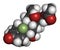 Fluprednidene acetate corticosteroid molecule. 3D rendering. Atoms are represented as spheres with conventional color coding: