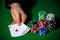 Flush in poker and betting chips