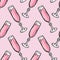 Flute champagne glass hand drawn seamless pattern background illustration