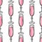 Flute champagne glass hand drawn seamless pattern background illustration