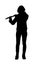 Flute music playing flutist musician performer with musical instrument, vector silhouette.