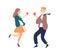 Flutter man and woman sending hearts to each other vector flat illustration. Happy couple feeling mutual love isolated