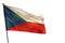 Fluttering Czechia flag on clear white background isolated