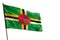 Fluttering Dominica flag on clear white background isolated.