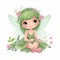 Fluttering fairy delight, adorable illustration of a colorful fairy with cute wings and floral elements