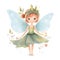 Fluttering fairy fantasy, vibrant illustration of a cute fairy with colorful wings and enchanting flower accents