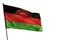 Fluttering Malawi flag on clear white background isolated