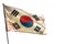 Fluttering Republic of Korea South Korea flag on clear white background isolated.