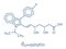 Fluvastatin hypercholesterolemia drug molecule. Skeletal formula.