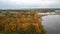 Fly Above Doles Sala, the Second Largest Island in Latvia.Aerial Dron Shoot. Sunny Autumn Day.