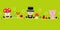 Fly Agaric Chimney Sweep And Pig Icons New Years Eve Green