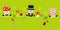 Fly Agaric Chimney Sweeper And Pig Icons New Years Eve Green