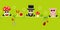 Fly Agaric Chimney Sweeper And Pig With Sunglasses Icons New Years Eve Green