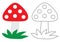 Fly agaric mushroom cartoon. Coloring book. Activity for child