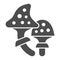 Fly agaric solid icon, halloween concept, speckled poison mushroom sign on white background, amanita icon in glyph style