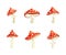 Fly agarics collection. Cute amanita muscaria poisonous mushrooms vector illustration
