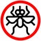 Fly area warning sign, protected area caution symbol on white background.