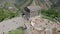 Fly away Aerial view Garni pagan in Caucasus. The hellenistic temple in Armenia