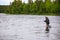 Fly casting on the river