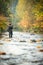 Fly fisherman fishing on a splendid mountain river