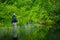 Fly fishing on the mountian lake