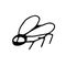 Fly hand drawn in doodle style. element scandinavian monochrome minimalism simple element. insect, summer. design card, sticker,