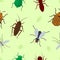 Fly insects wildlife entomology bug animal nature beetle biology buzz icon vector illustration pattern seamless