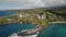 Fly over the pacific ocean with comfortable resort montage kapalua and picturesque terrain on islands maui,hawaii