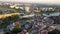 Fly up in Opole, Poland in the morning. Panoramic view on opole at sunrise time.