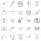 Fly voyage icons set, outline style