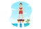 Flyboard Illustration with People Riding Jet Pack in Summer Beach Vacations in Extreme Water Sport Activity Cartoon Hand Drawn